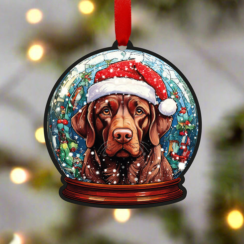 Labrador Chocolate Snow Globe Decoration
